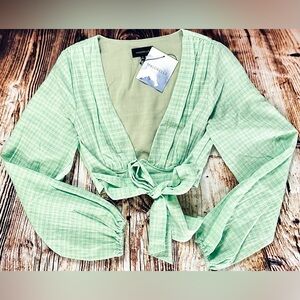 MAJORELLE || Chrissie Long Sleeve Crop Top in Seafoam Green - SZ XS ⭐️NWT⭐️